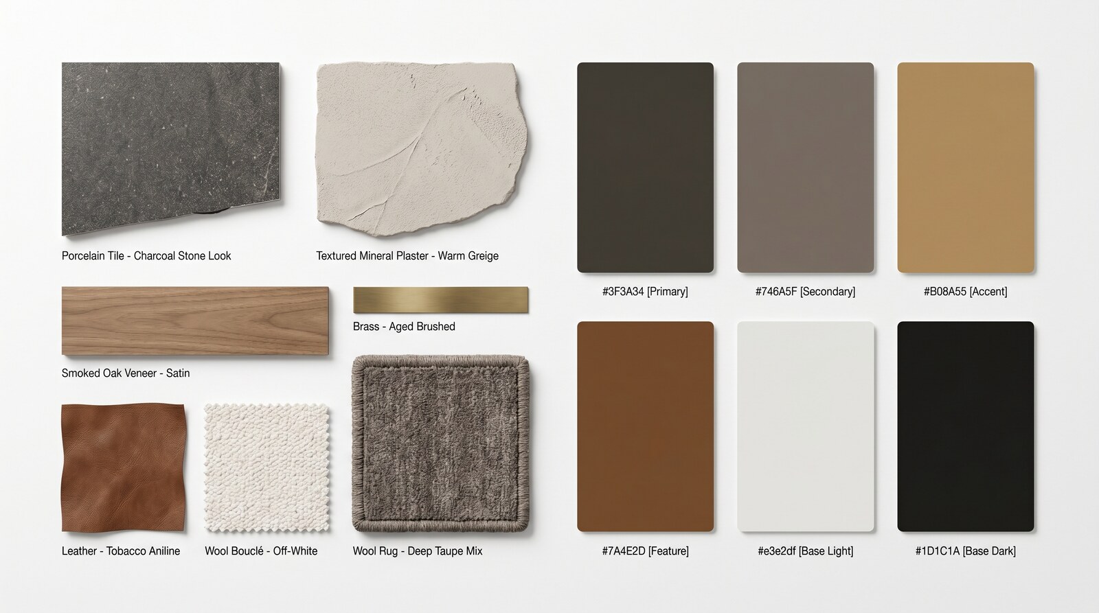 Finishes Schedule - Every specified finish named and swatched on one sheet.